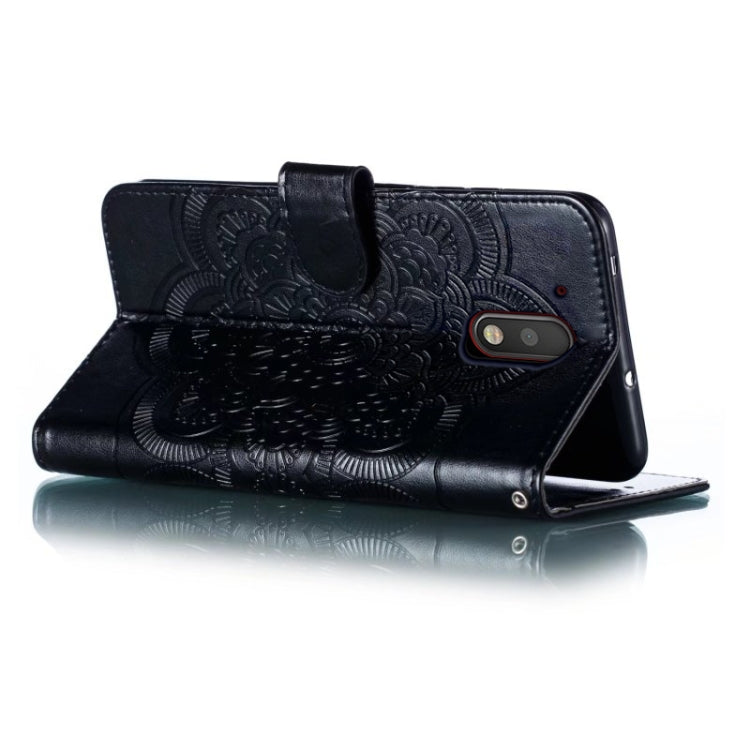 For Motorola Moto G4 Sun Mandala Embossing Pattern Phone Leather Case