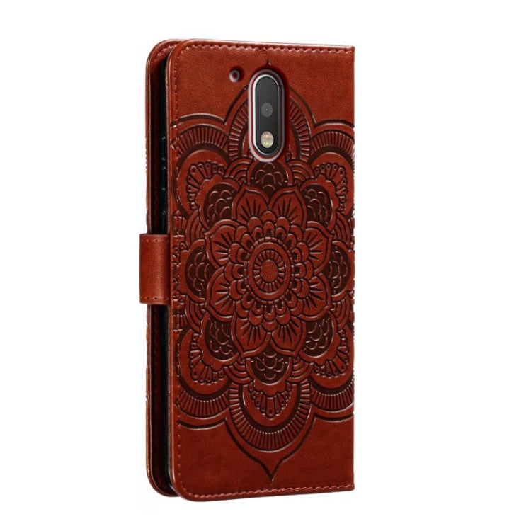 For Motorola Moto G4 Sun Mandala Embossing Pattern Phone Leather Case