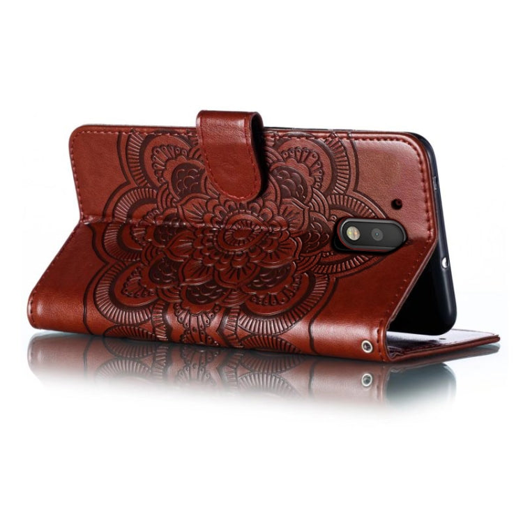 For Motorola Moto G4 Sun Mandala Embossing Pattern Phone Leather Case
