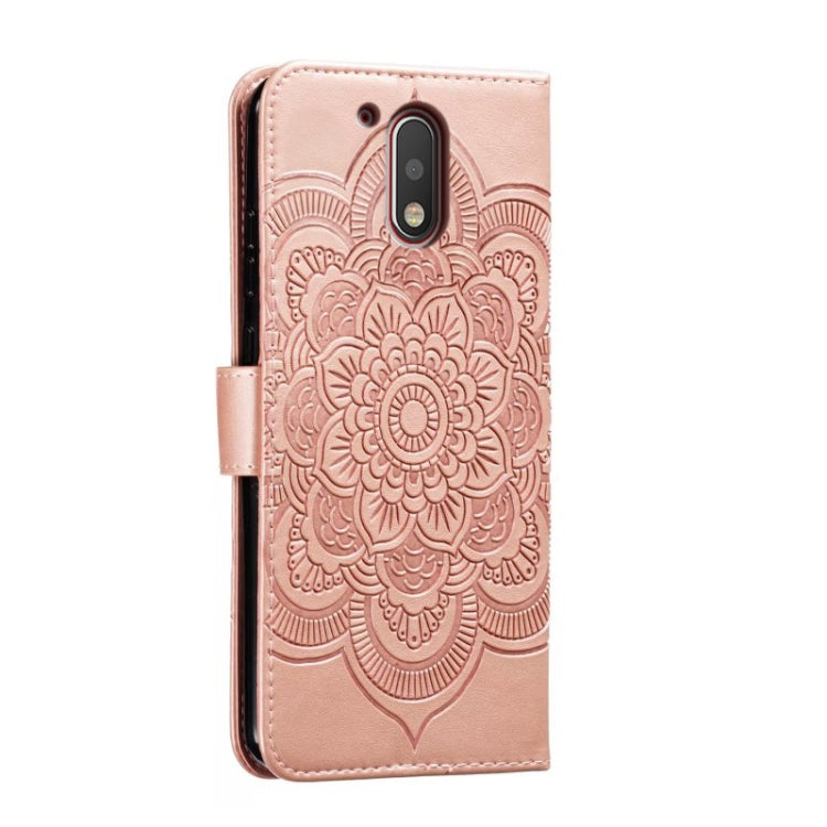 For Motorola Moto G4 Sun Mandala Embossing Pattern Phone Leather Case