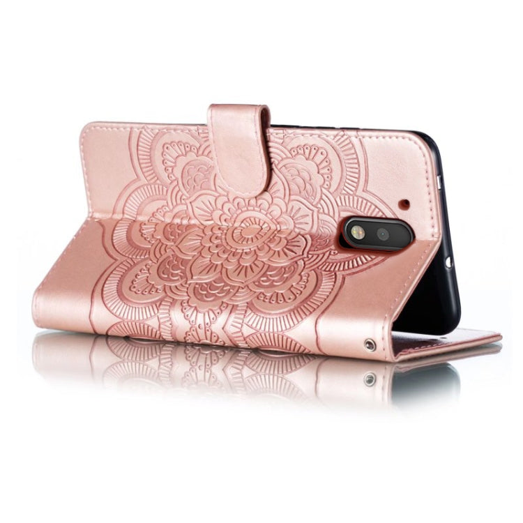 For Motorola Moto G4 Sun Mandala Embossing Pattern Phone Leather Case