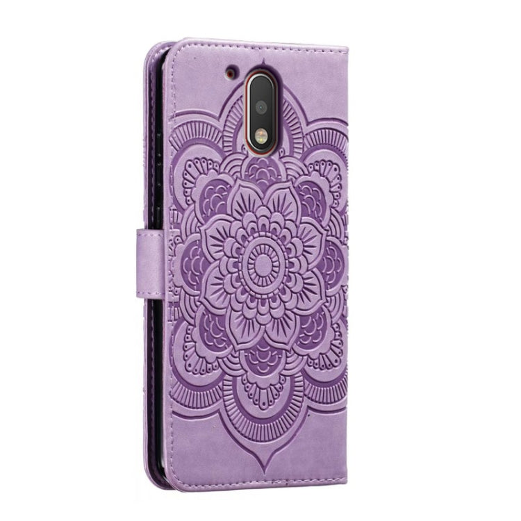 For Motorola Moto G4 Sun Mandala Embossing Pattern Phone Leather Case