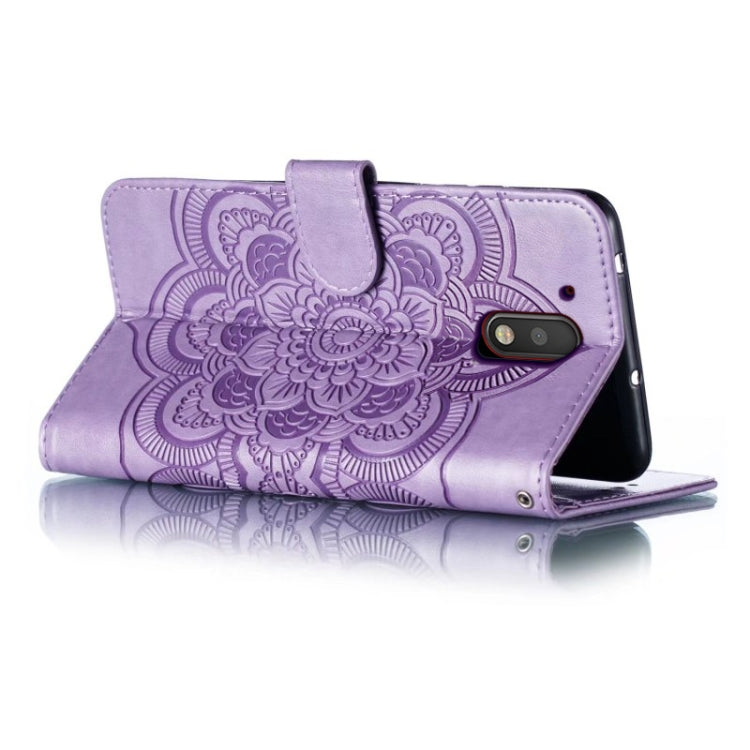 For Motorola Moto G4 Sun Mandala Embossing Pattern Phone Leather Case