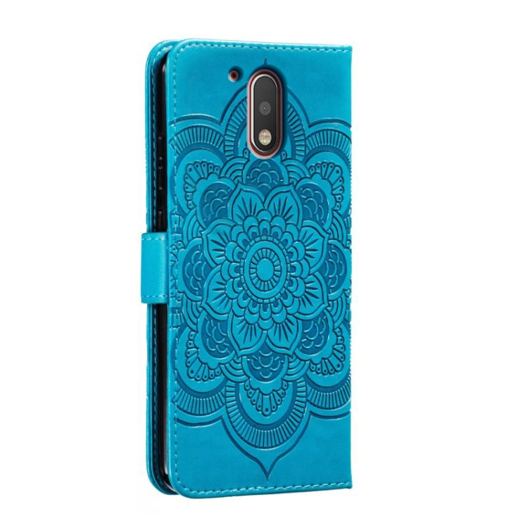 For Motorola Moto G4 Sun Mandala Embossing Pattern Phone Leather Case