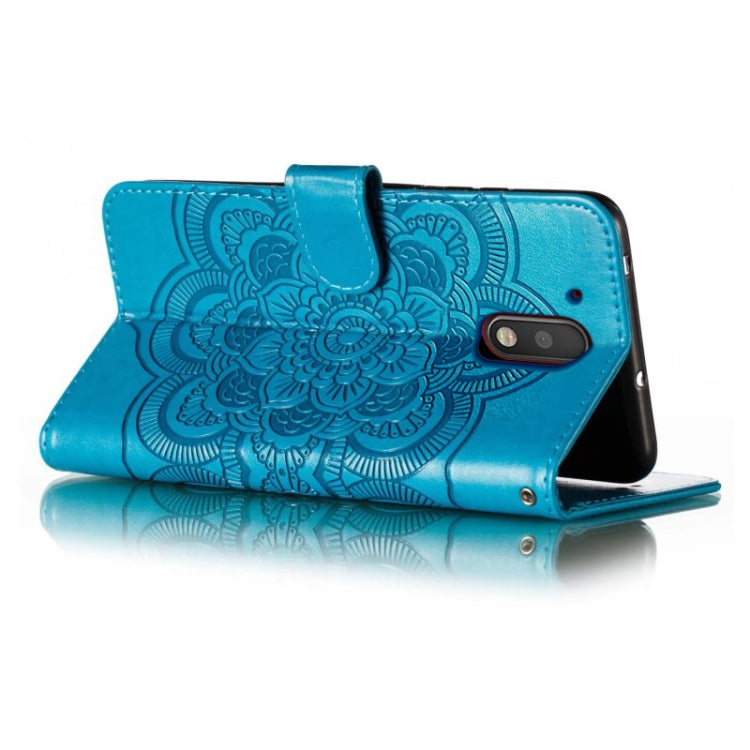 For Motorola Moto G4 Sun Mandala Embossing Pattern Phone Leather Case