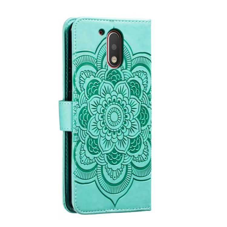 For Motorola Moto G4 Sun Mandala Embossing Pattern Phone Leather Case