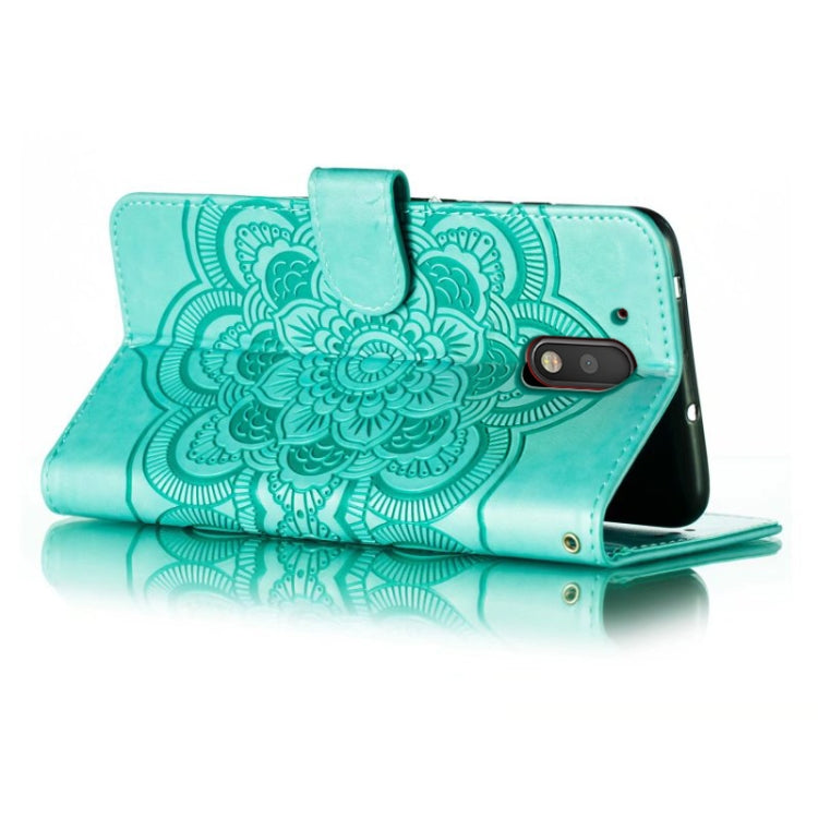 For Motorola Moto G4 Sun Mandala Embossing Pattern Phone Leather Case