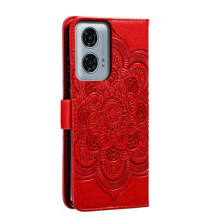 For Motorola Moto G24 Power Sun Mandala Embossing Pattern Phone Leather Case