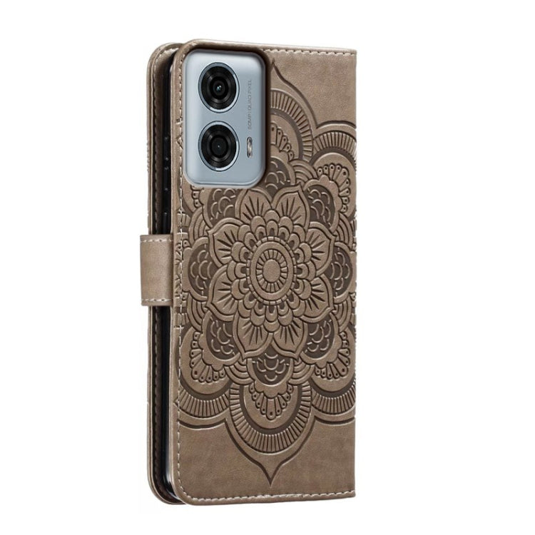 For Motorola Moto G24 Power Sun Mandala Embossing Pattern Phone Leather Case