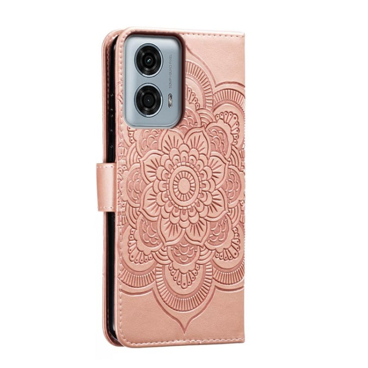 For Motorola Moto G24 Power Sun Mandala Embossing Pattern Phone Leather Case