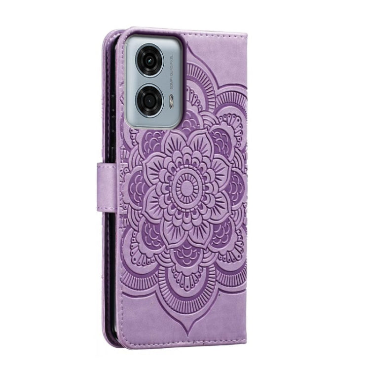 For Motorola Moto G24 Power Sun Mandala Embossing Pattern Phone Leather Case