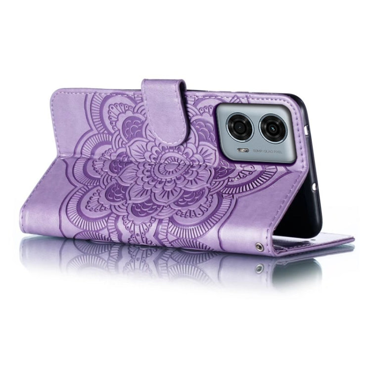 For Motorola Moto G24 Power Sun Mandala Embossing Pattern Phone Leather Case