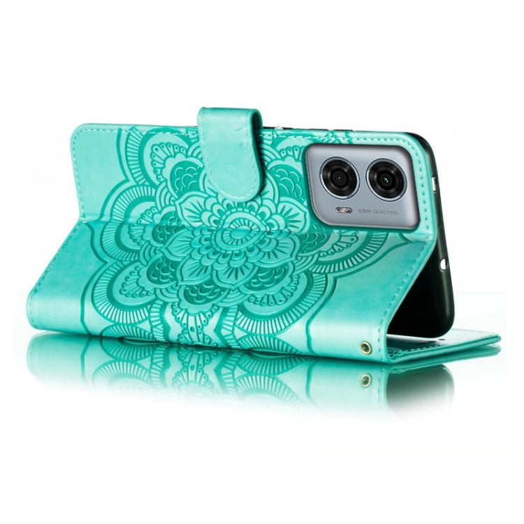 For Motorola Moto G24 Power Sun Mandala Embossing Pattern Phone Leather Case