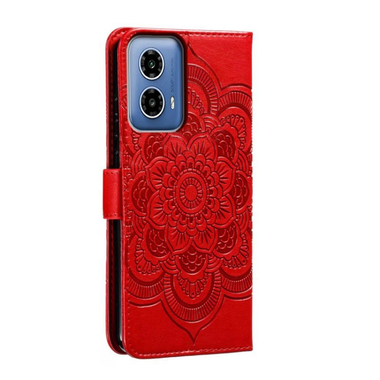 For Motorola Moto G34 Sun Mandala Embossing Pattern Phone Leather Case