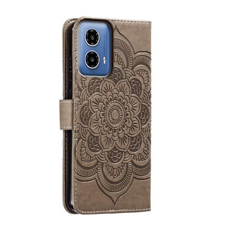 For Motorola Moto G34 Sun Mandala Embossing Pattern Phone Leather Case