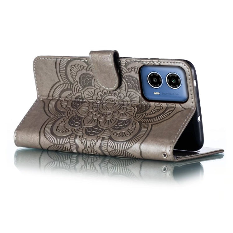 For Motorola Moto G34 Sun Mandala Embossing Pattern Phone Leather Case