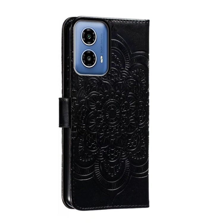 For Motorola Moto G34 Sun Mandala Embossing Pattern Phone Leather Case