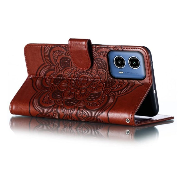 For Motorola Moto G34 Sun Mandala Embossing Pattern Phone Leather Case