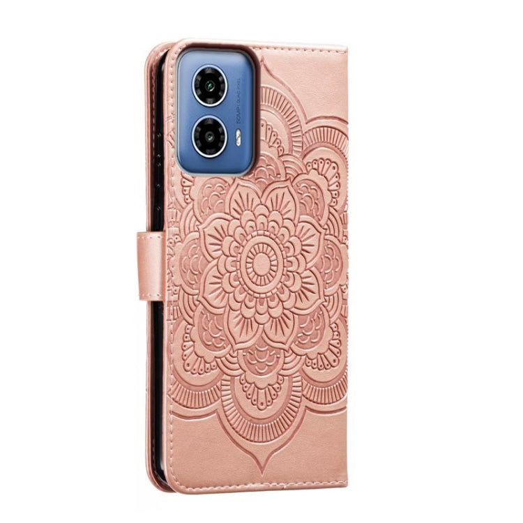 For Motorola Moto G34 Sun Mandala Embossing Pattern Phone Leather Case