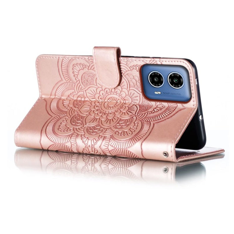 For Motorola Moto G34 Sun Mandala Embossing Pattern Phone Leather Case