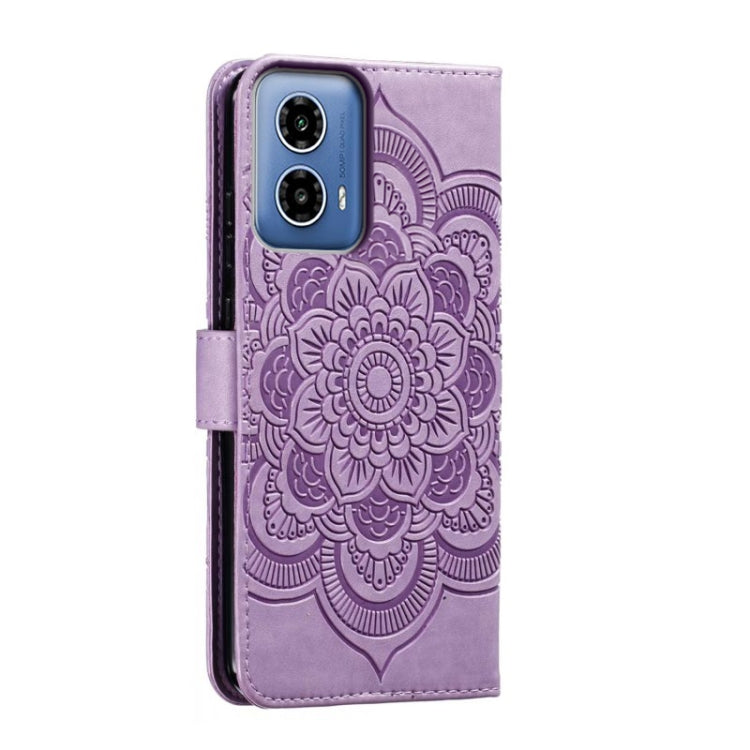 For Motorola Moto G34 Sun Mandala Embossing Pattern Phone Leather Case