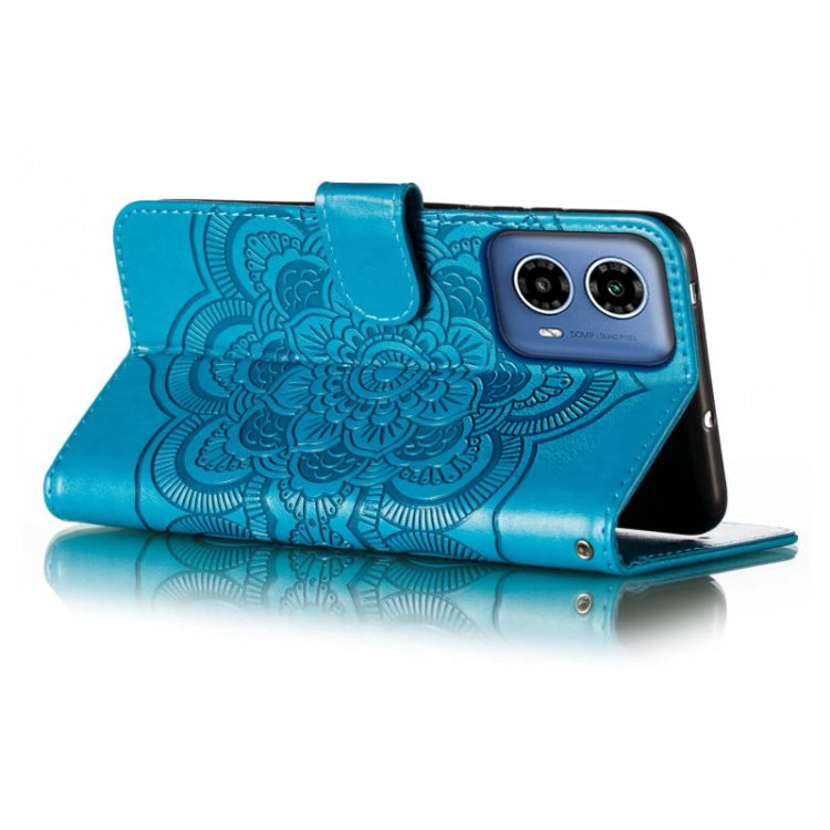 For Motorola Moto G34 Sun Mandala Embossing Pattern Phone Leather Case