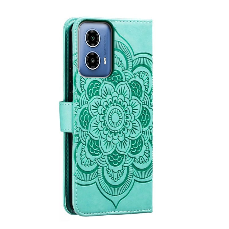 For Motorola Moto G34 Sun Mandala Embossing Pattern Phone Leather Case