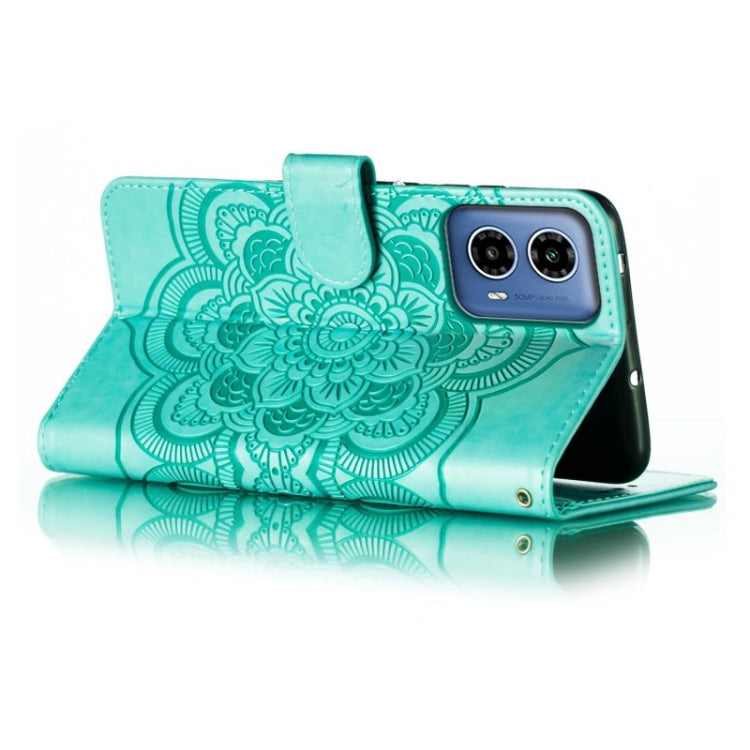 For Motorola Moto G34 Sun Mandala Embossing Pattern Phone Leather Case