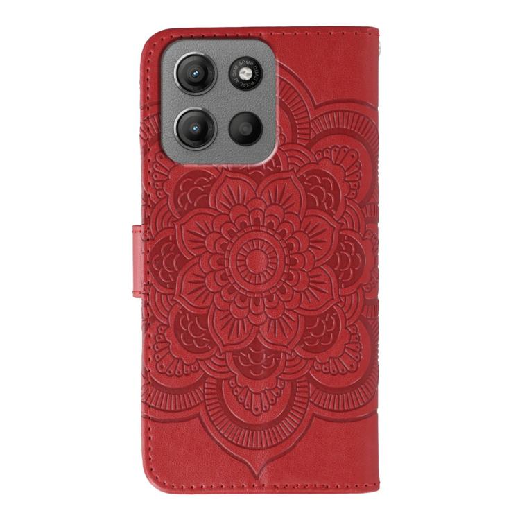 For Motorola Moto G15 Sun Mandala Embossing Pattern Phone Leather Case