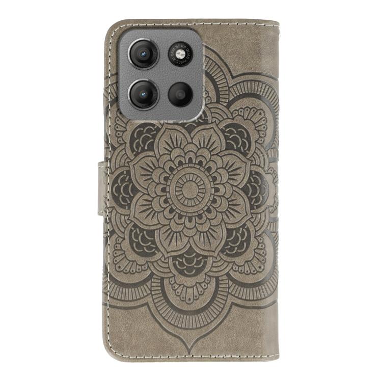 For Motorola Moto G15 Sun Mandala Embossing Pattern Phone Leather Case