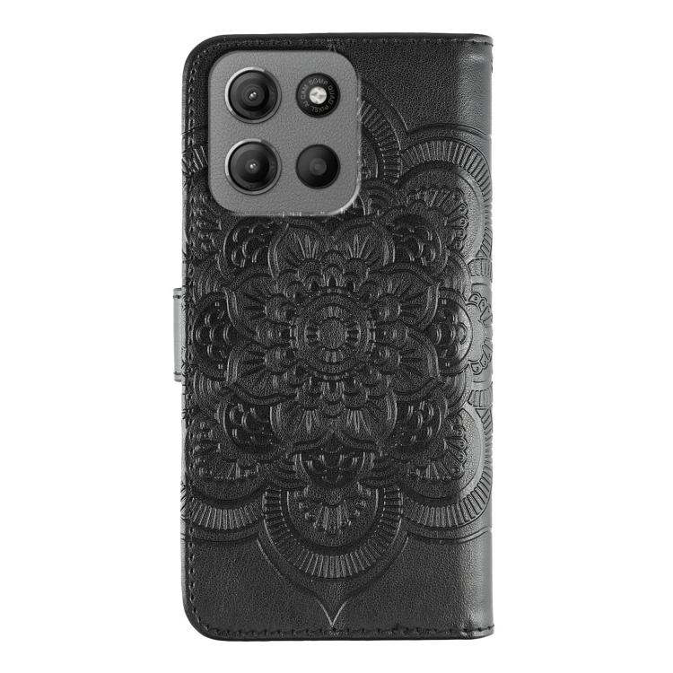 For Motorola Moto G15 Sun Mandala Embossing Pattern Phone Leather Case