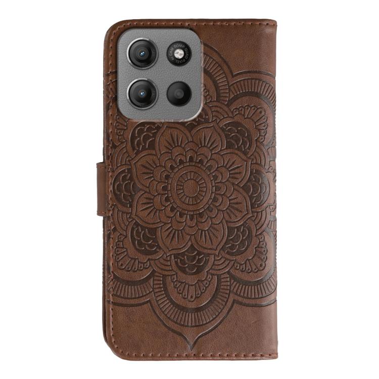 For Motorola Moto G15 Sun Mandala Embossing Pattern Phone Leather Case