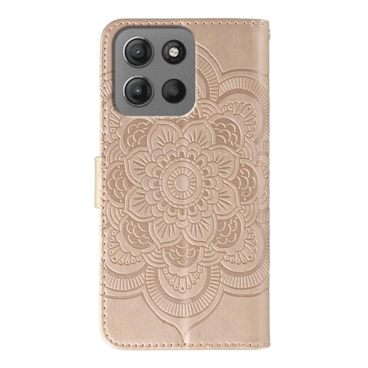 For Motorola Moto G15 Sun Mandala Embossing Pattern Phone Leather Case