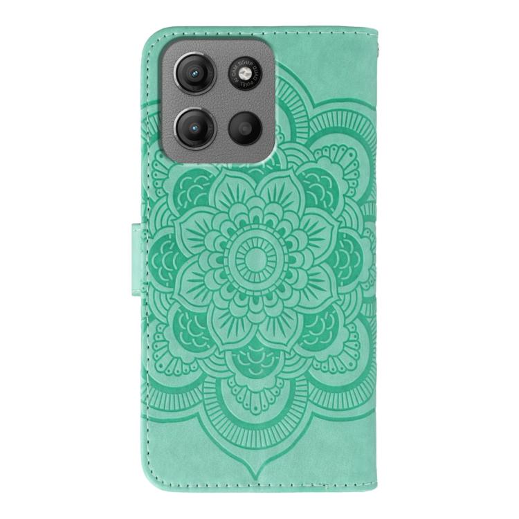 For Motorola Moto G15 Sun Mandala Embossing Pattern Phone Leather Case
