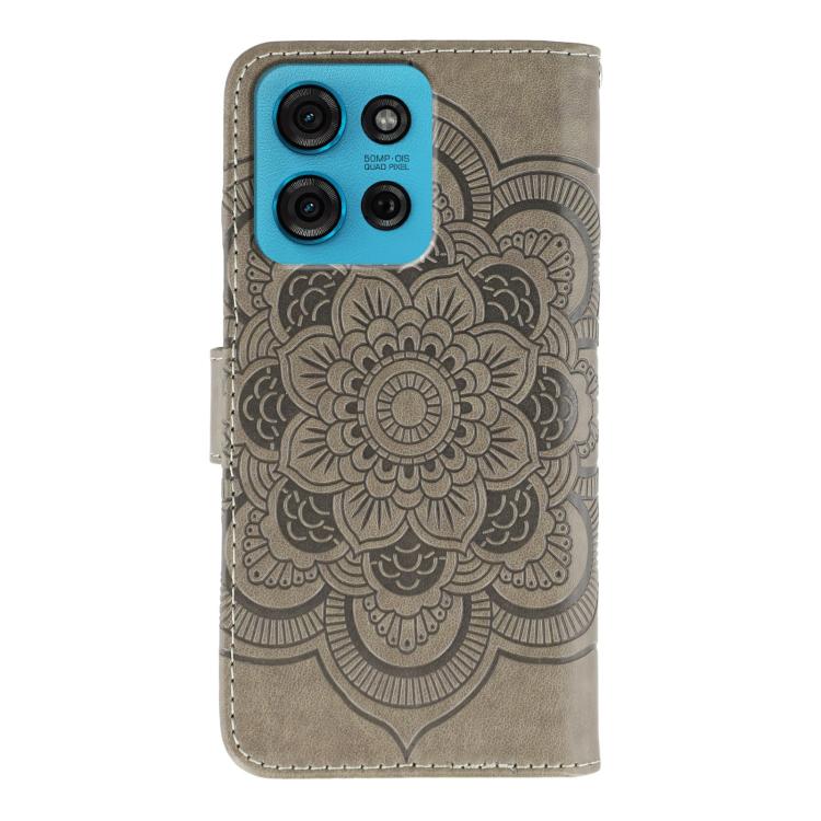 For Motorola Moto G75 Sun Mandala Embossing Pattern Phone Leather Case