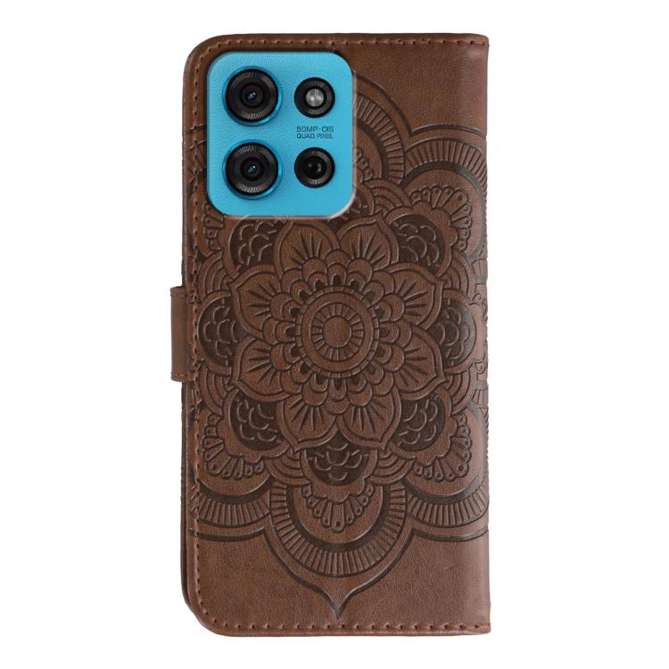For Motorola Moto G75 Sun Mandala Embossing Pattern Phone Leather Case