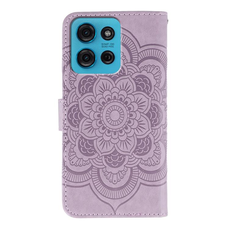 For Motorola Moto G75 Sun Mandala Embossing Pattern Phone Leather Case
