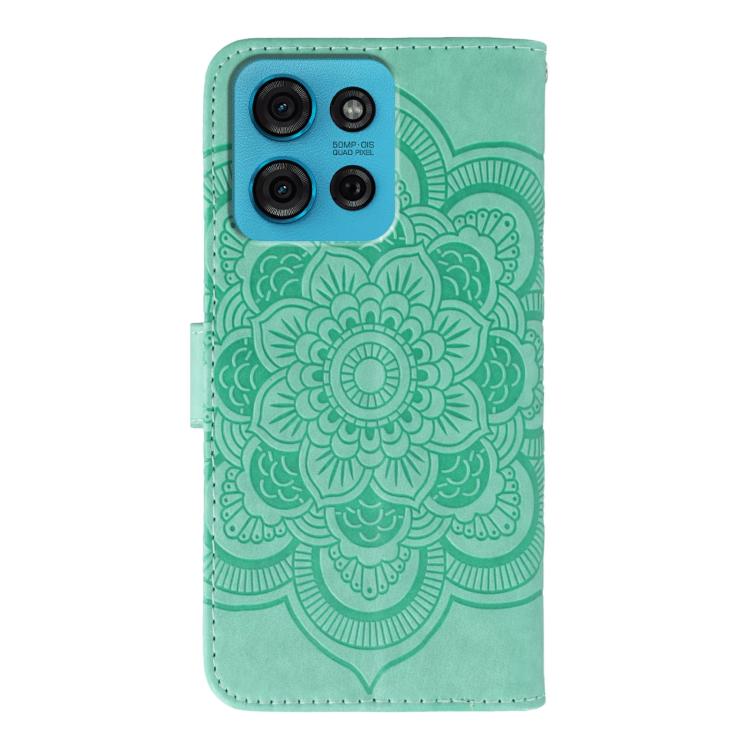 For Motorola Moto G75 Sun Mandala Embossing Pattern Phone Leather Case