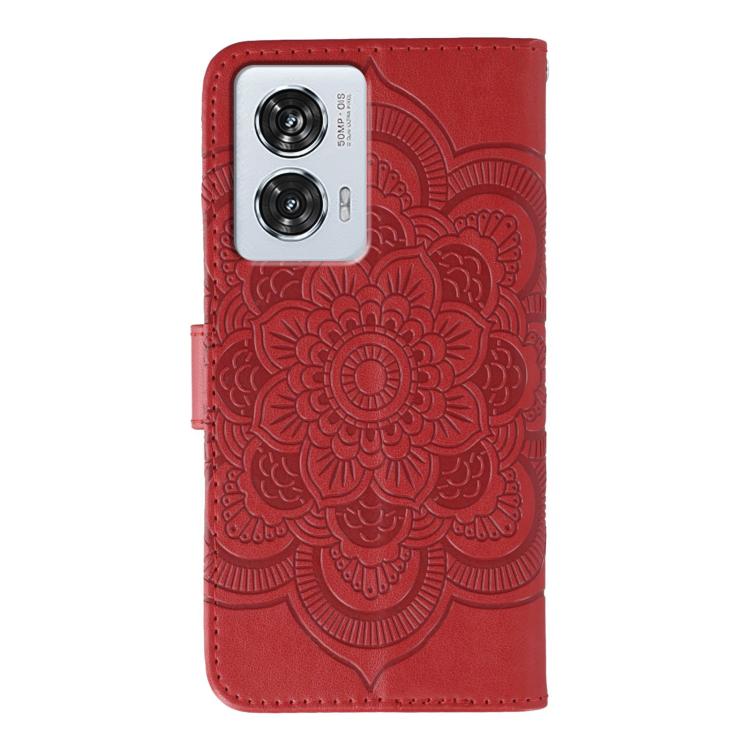 For Motorola Edge 50 Fusion Sun Mandala Embossing Pattern Phone Leather Case