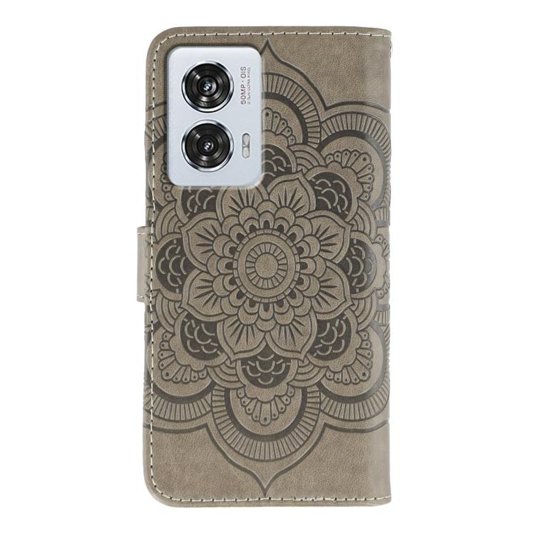 For Motorola Edge 50 Fusion Sun Mandala Embossing Pattern Phone Leather Case