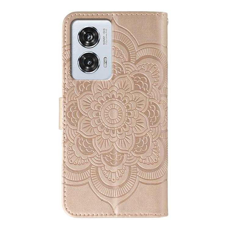 For Motorola Edge 50 Fusion Sun Mandala Embossing Pattern Phone Leather Case