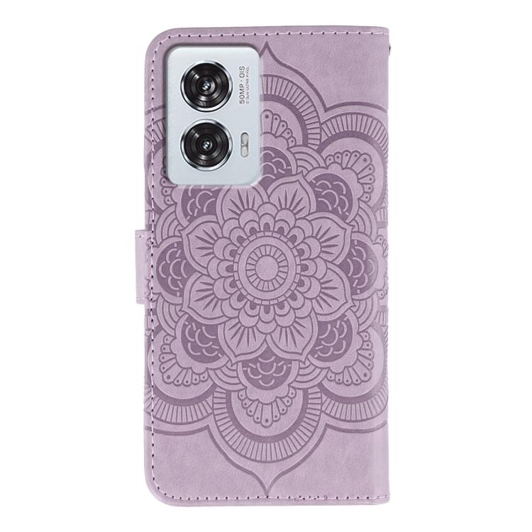 For Motorola Edge 50 Fusion Sun Mandala Embossing Pattern Phone Leather Case
