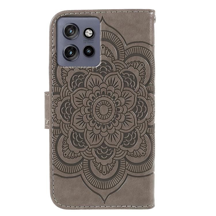 For Motorola Edge 50 Neo Sun Mandala Embossing Pattern Phone Leather Case