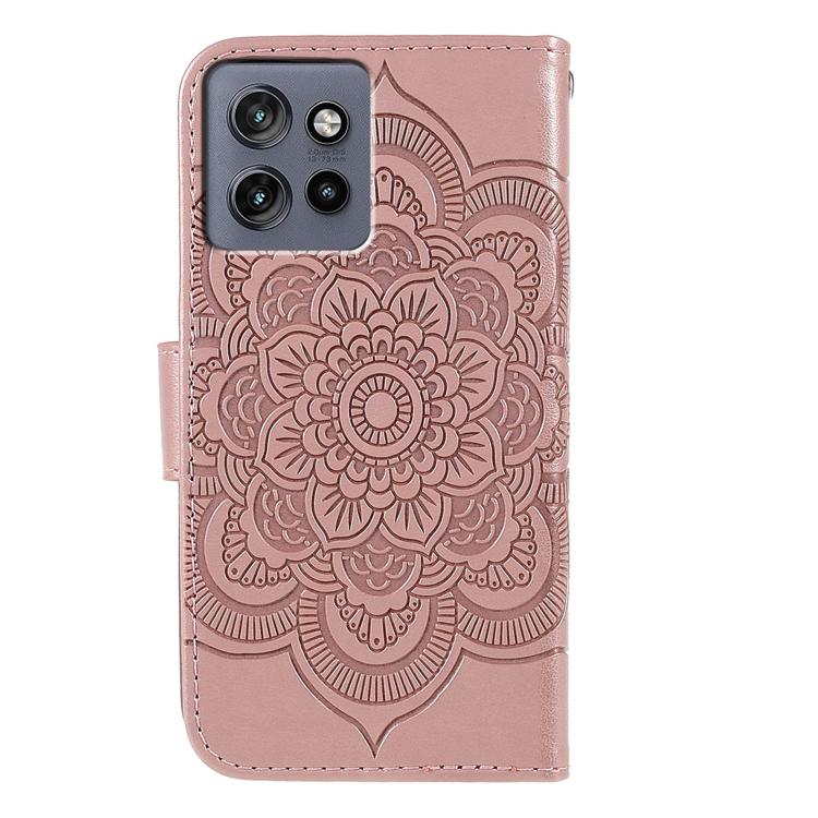 For Motorola Edge 50 Neo Sun Mandala Embossing Pattern Phone Leather Case