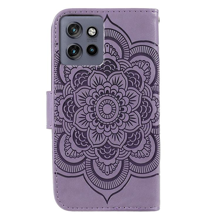 For Motorola Edge 50 Neo Sun Mandala Embossing Pattern Phone Leather Case