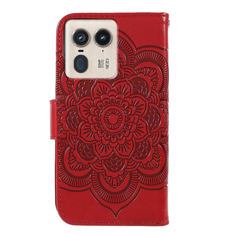 For Motorola Edge 50 Ultra Sun Mandala Embossing Pattern Phone Leather Case