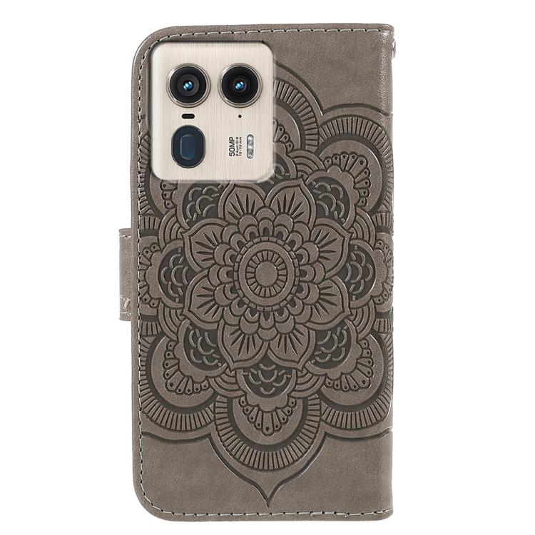 For Motorola Edge 50 Ultra Sun Mandala Embossing Pattern Phone Leather Case