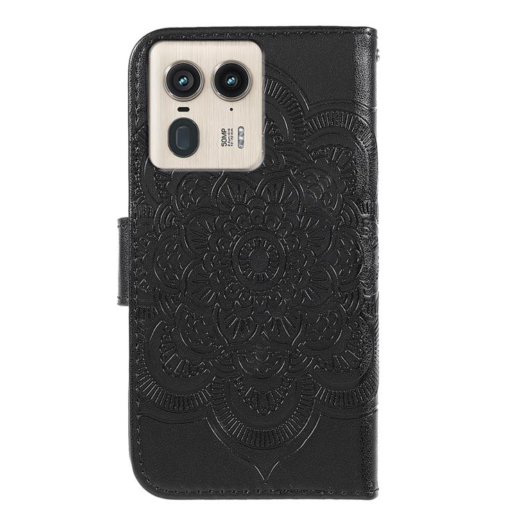 For Motorola Edge 50 Ultra Sun Mandala Embossing Pattern Phone Leather Case
