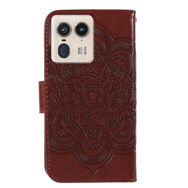 For Motorola Edge 50 Ultra Sun Mandala Embossing Pattern Phone Leather Case