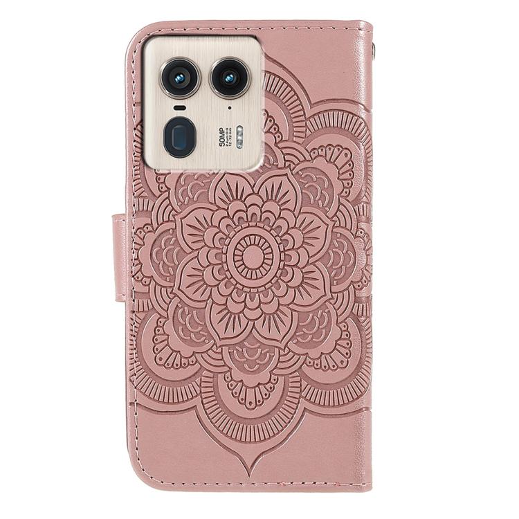 For Motorola Edge 50 Ultra Sun Mandala Embossing Pattern Phone Leather Case